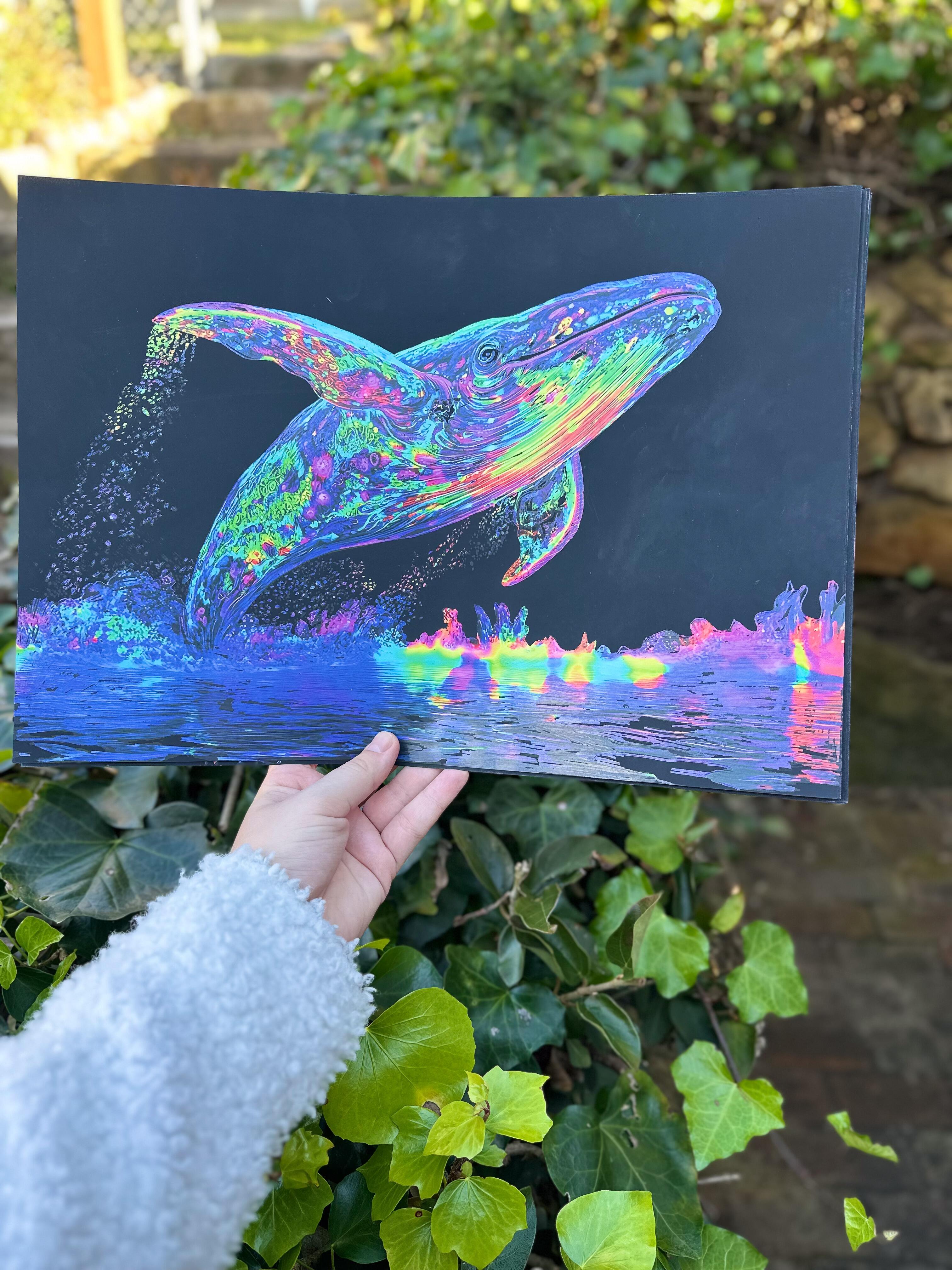 Finished scratch-art canvas photographed by customer