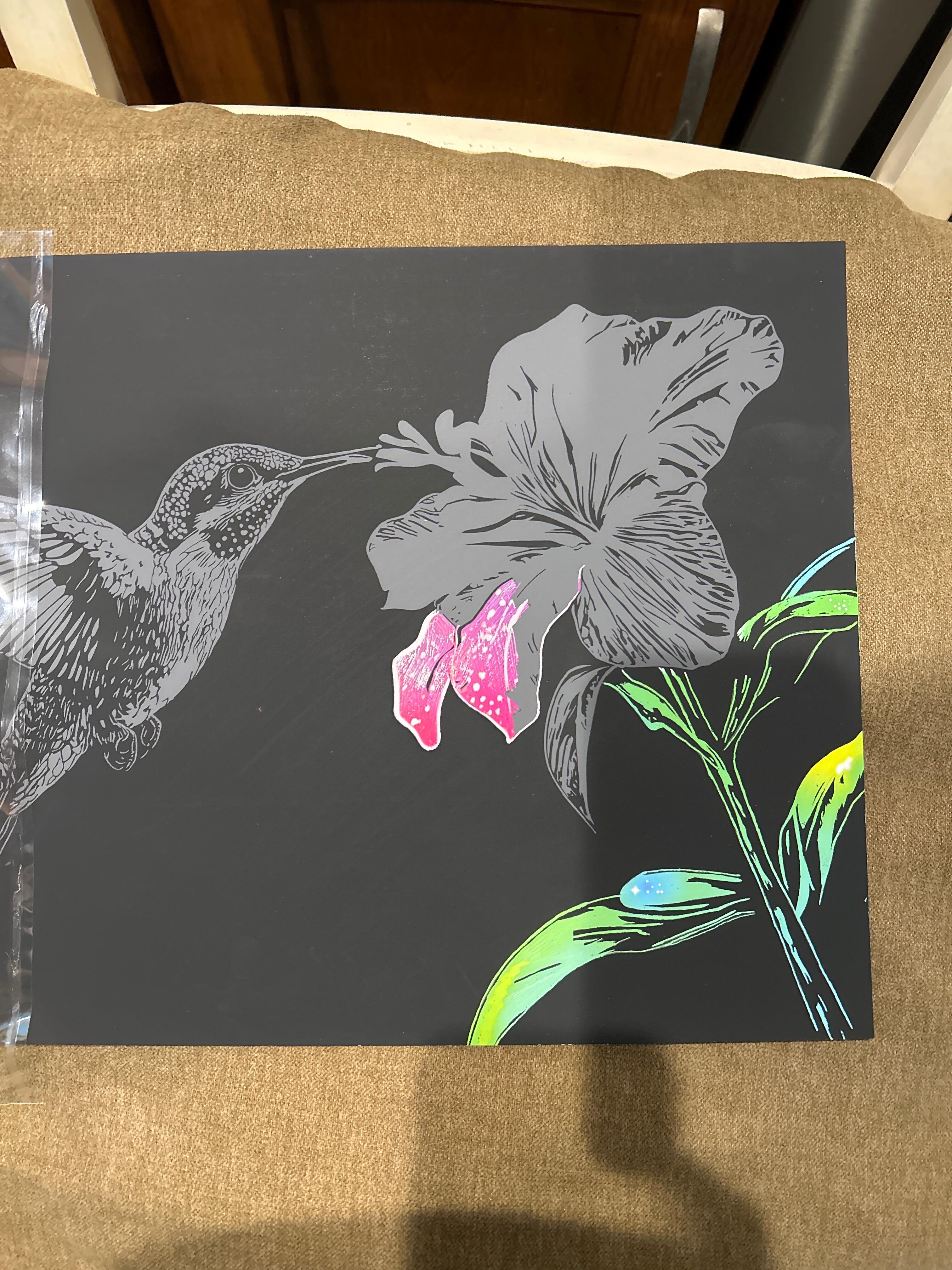 Finished Hummingbird canvas after color reveal